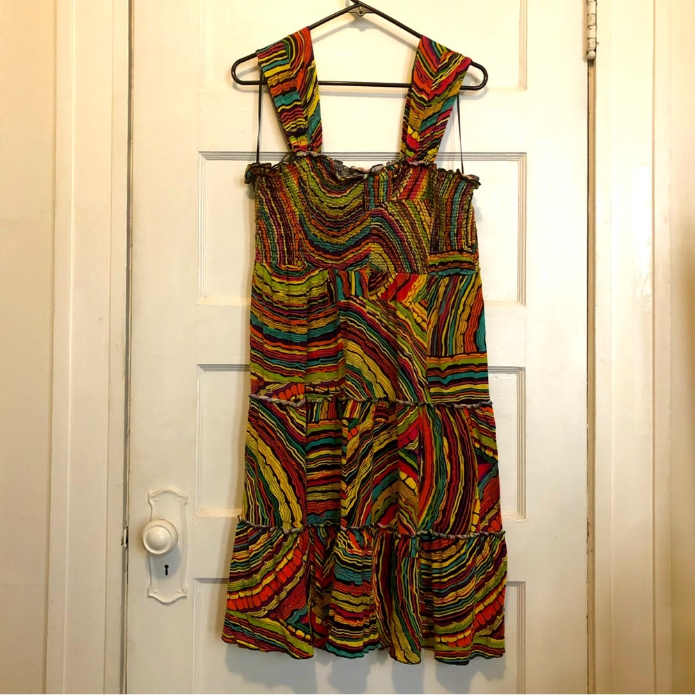 New Directions Multicolored Swirl Retro Pattern Halter Dress w/Shoulder Straps